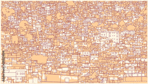 Background illustration of brazilian cityscape with residential building in high detail