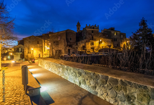 Bracciano (Italy) - The medieval historic center of the town in province of Rome famous for his castle and the lake. Here in the blue hour.