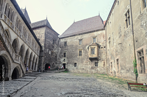 Fototapeta Naklejka Na Ścianę i Meble -  The Corvins Castle build by John Hunyadi, detail from the interior courtyard