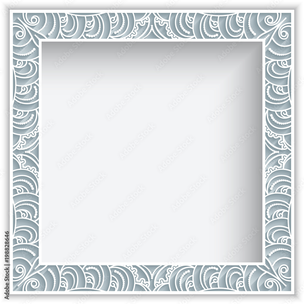 Square frame with cutout lace border pattern Square frame with cutout lace border pattern