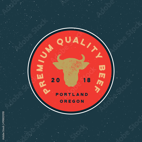 premium fresh beef label. retro styled meat shop emblem. vector illustration