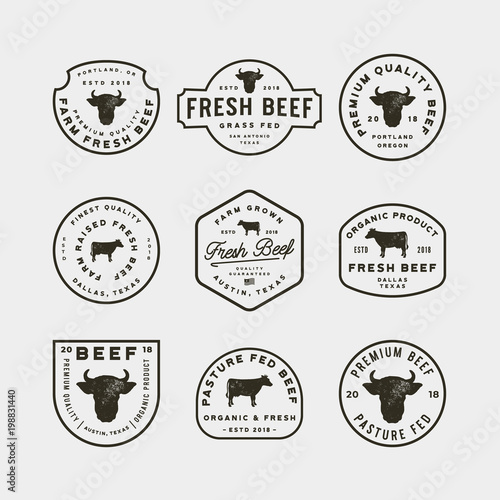 set of premium fresh beef labels. vector illustration
