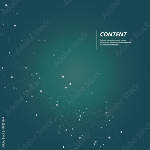 Dark green vector template with connection points and lines