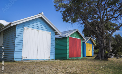 Beach huts in the summer