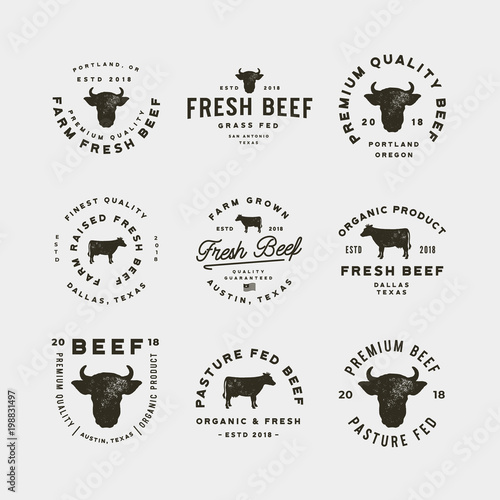 set of premium fresh beef labels. vector illustration