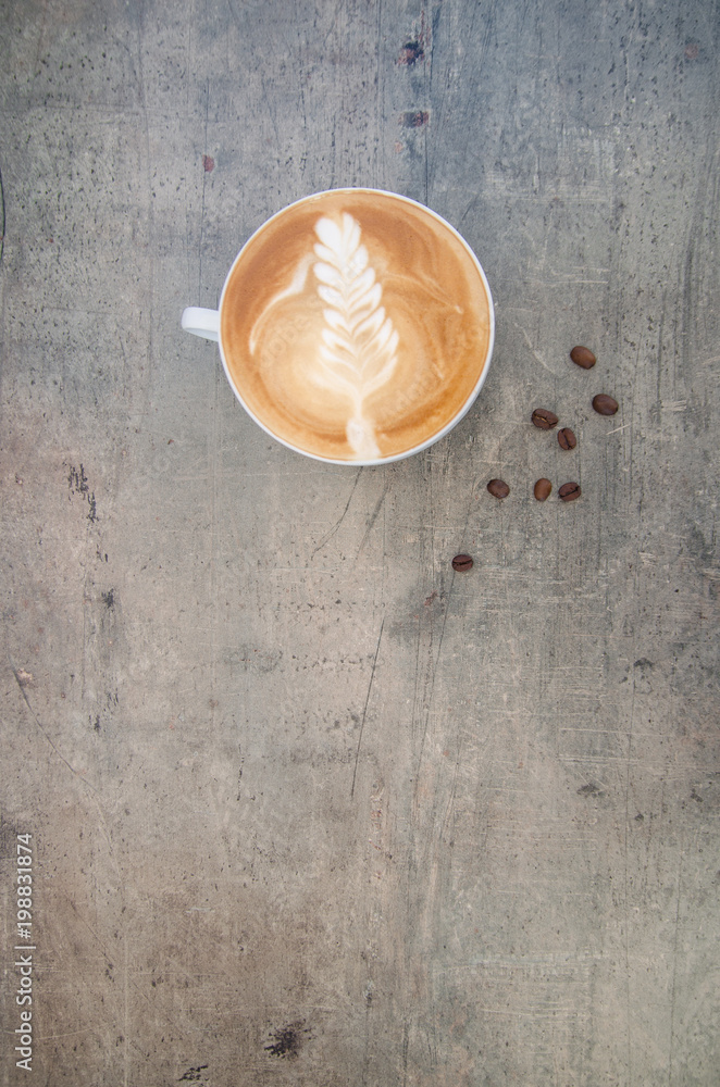 Fresh coffee on neutral gray table Fresh coffee on neutral gray table