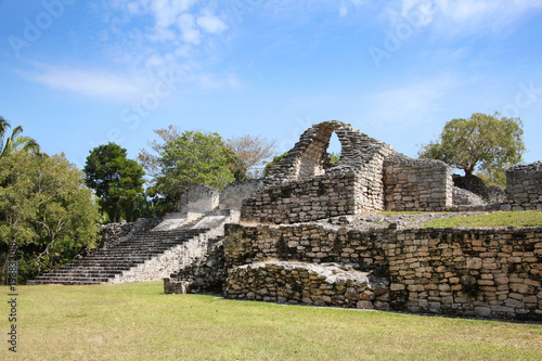 Kohunlich is a large archaeological site of the pre-Columbian Maya civilization, Yucatán Peninsula, Quintana Roo, Mexico. photo
