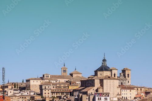 Panoramic of Toledo, with blue sky. Castilla la Mancha. Spain