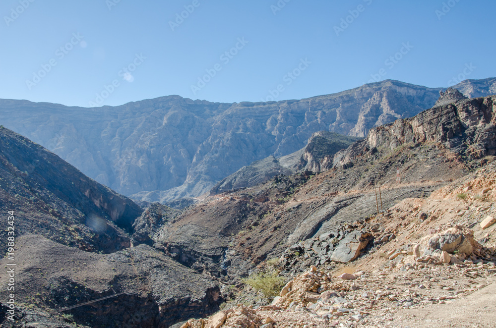Rocky mountains in Oman without any trees