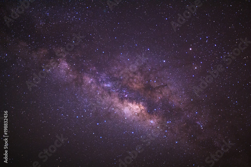 Starry night sky  Milky way galaxy with stars and space dust in the universe  Long exposure photograph  with grain.