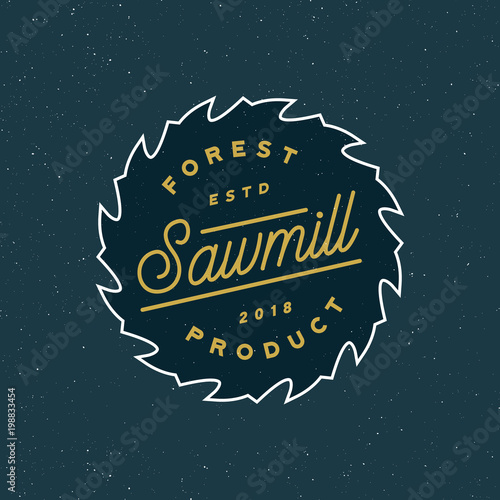 sawmill logo. retro styled woodwork emblem. vector illustration