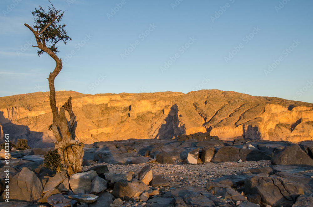 View on Jebel Shams during sunse tin beautiful evening light View on Jebel Shams during sunse tin beautiful evening light