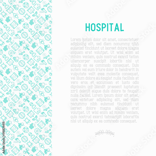 Hospital concept with thin line icons for doctor's notation: neurologist, gastroenterologist, manual therapy, ophtalmologist, cardiology, allergist, dermatologist, dentist. Vector illustration.