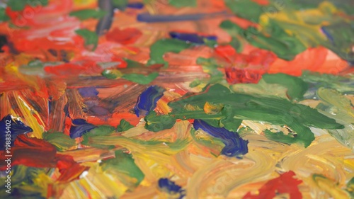 Abstract painting with paints. Brush strokes. Brush strokes. Close-up.
