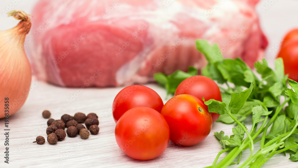 Fresh vegetables and fresh meat Fresh vegetables and fresh meat
