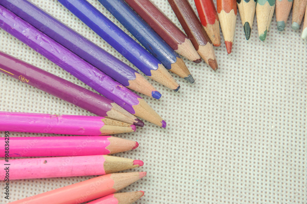 wooden colored pencils on white texture wooden colored pencils on white texture