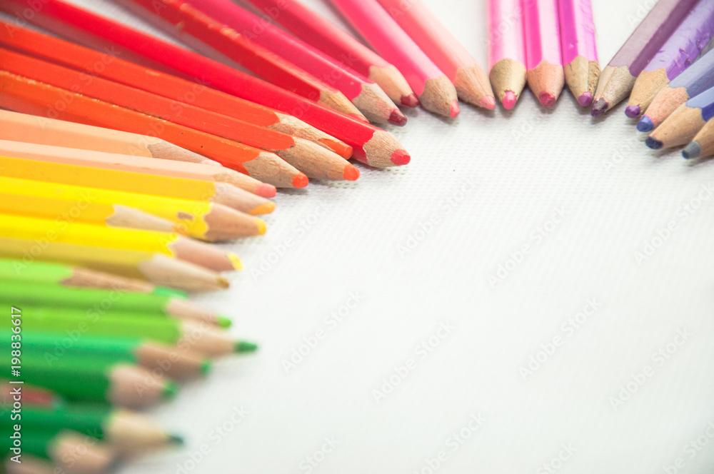 wooden colored pencils on white texture wooden colored pencils on white texture