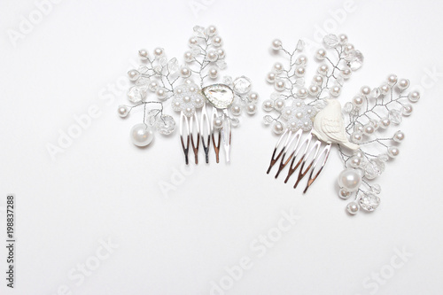 Hair clip made of beads, wedding hair ornament, bride © Maryna