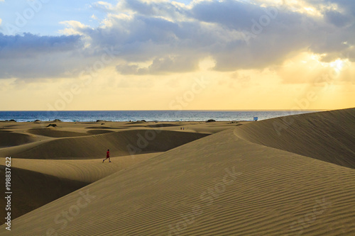 Rippled and smooth sand of dunes of Maspalomas in Gran Canaria.