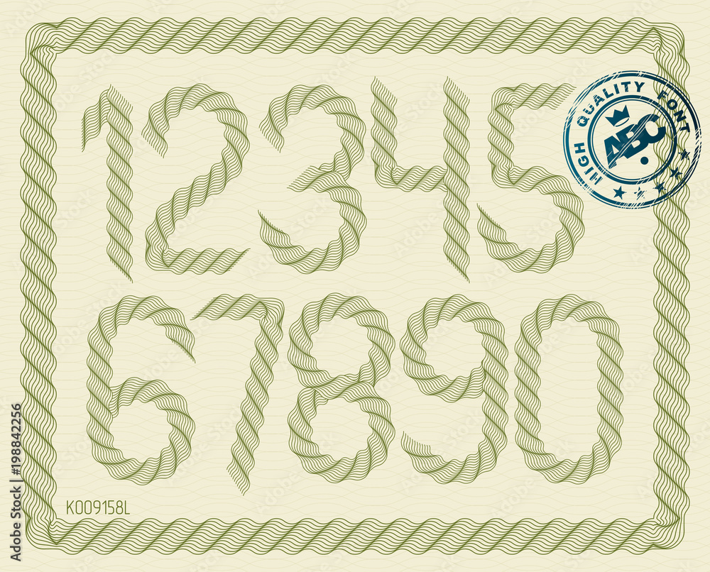 Vector numerals collection made with guilloche decoration, beautiful engraving. Can be used as graduation diploma design. Vector numerals collection made with guilloche decoration, beautiful engraving. Can be used as graduation diploma design.