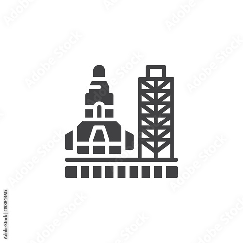 Space Launch System vector icon. filled flat sign for mobile concept and web design. Spacecraft launch pad simple solid icon. Symbol, logo illustration. Pixel perfect vector graphics