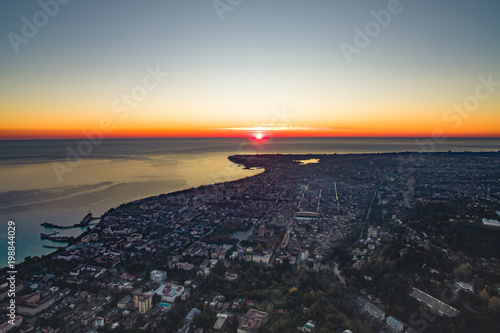Dramatic sunset over the city of Sukhumi .