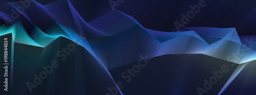 Abstract vector background with fantastic landscape terrain of cosmic planet, geometric 3d line art abstract background of skyline.