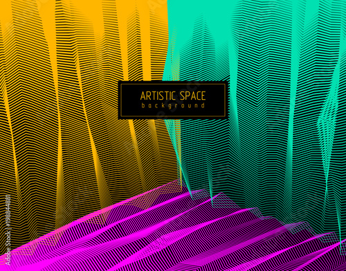 Vector illusive surreal art background for design like a hallucination drug trip surrealism, linear 3d trend. Fantastic psychedelic trendy modern op art, optical dimensional illusion.