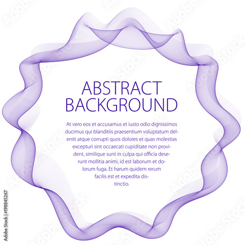 Flowing smooth linear frame in a shape of circle. Vector abstract artistic beautiful background with copy space for text.  Isolated over white background.