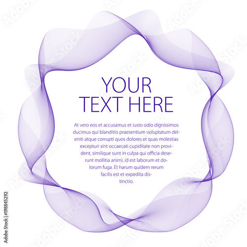 Flowing smooth linear frame in a shape of circle. Vector abstract artistic beautiful background with copy space for text.  Isolated over white background.