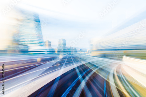 Speed motion in urban highway road tunnel photo