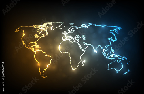 Glowing world map
