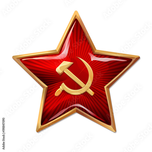 Red star with hammer and sickle. Star like a Soviet soldier.