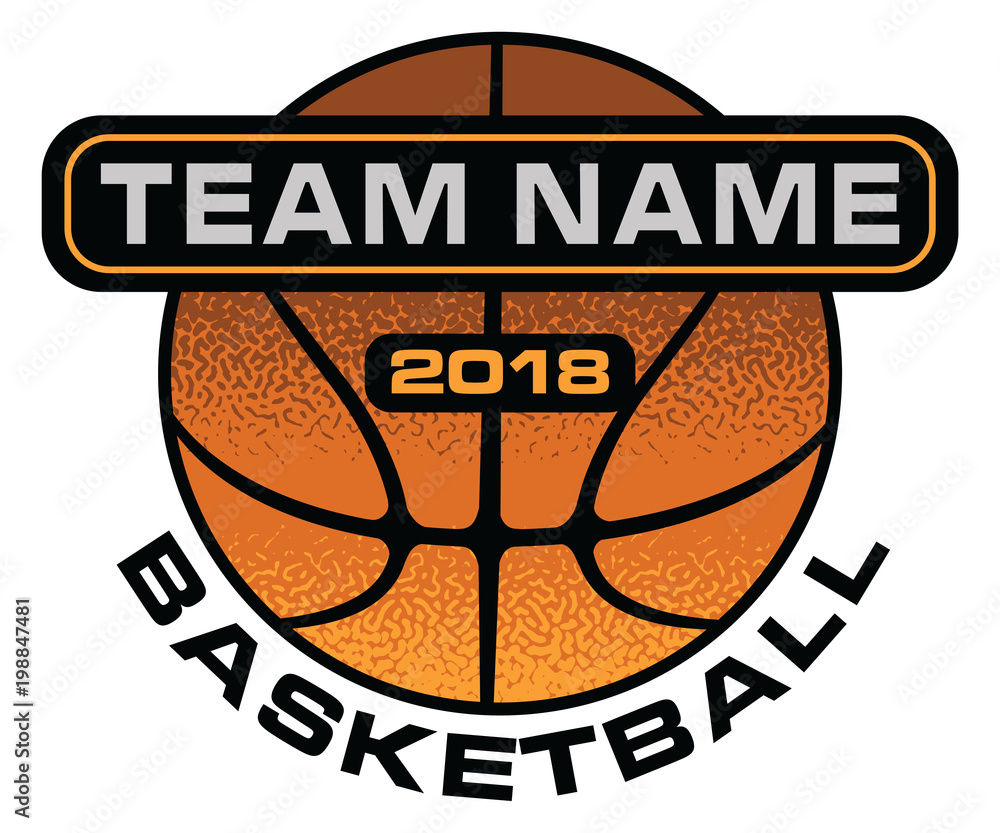 Fototapeta premium Basketball Textured Design is an illustration of a stylized flat or spot color basketball design with space for your team name and year. Uses five colors.