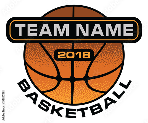 Basketball Textured Design is an illustration of a stylized flat or spot color basketball design with space for your team name and year. Uses five colors.