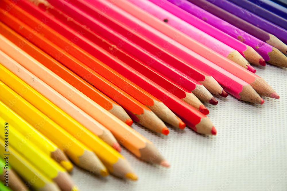wooden colored pencils on white texture wooden colored pencils on white texture