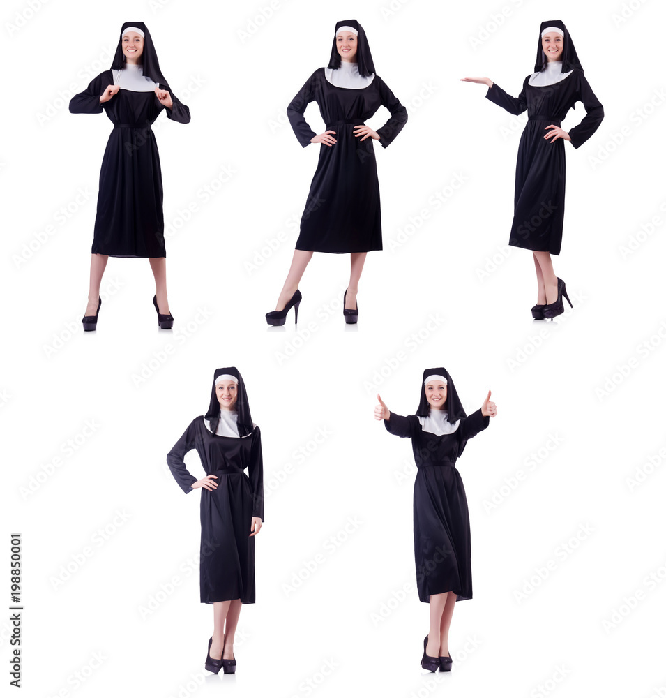 Nun isolated on the white background Nun isolated on the white background