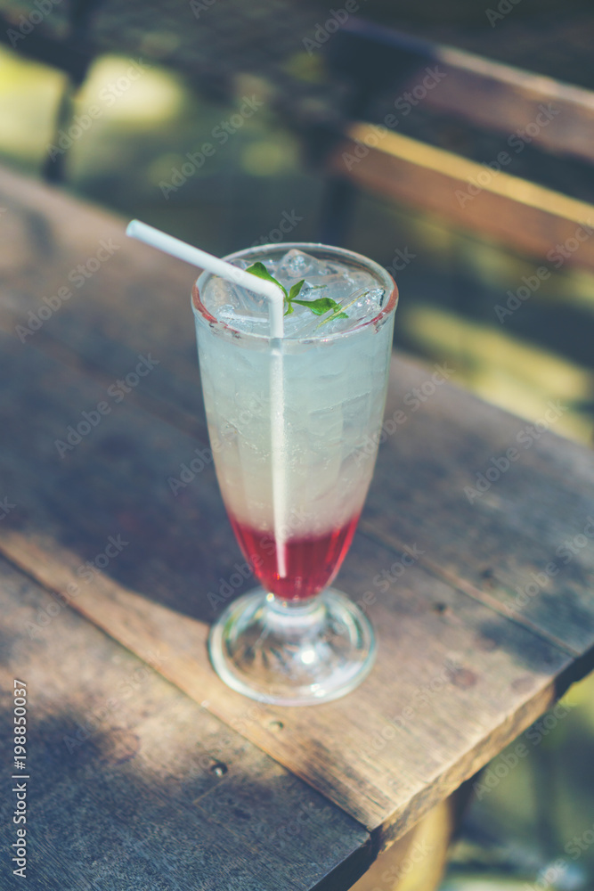 Italian soda in the garden, best refreshment in hot summer time Italian soda in the garden, best refreshment in hot summer time