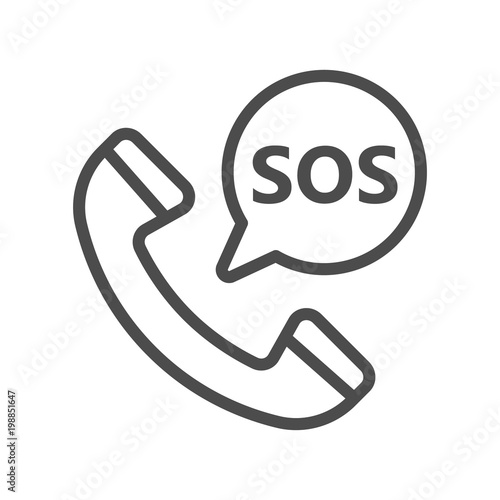 SOS icon, logo illustration, line megaphone, Pixel perfect, eps 8