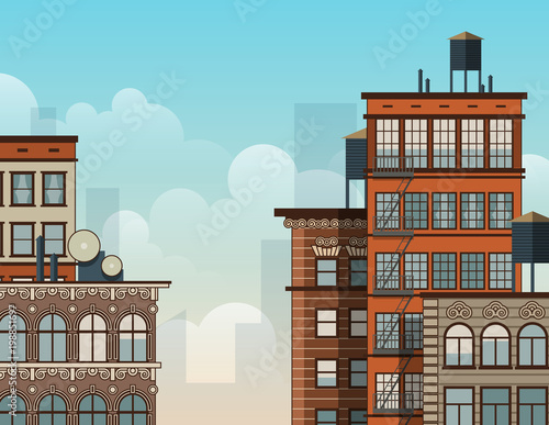 City rooftops illustration