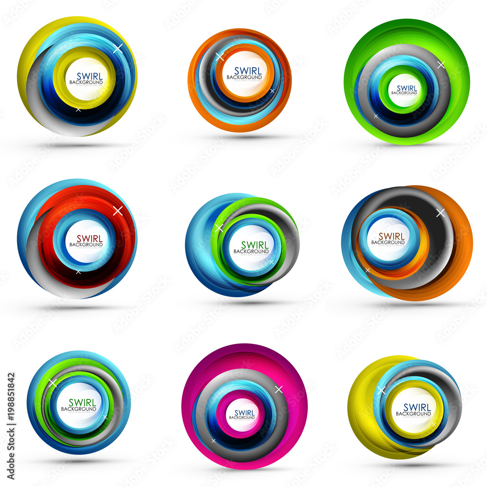 Spiral swirl flowing lines 3d vector abstract icon collection Spiral swirl flowing lines 3d vector abstract icon collection