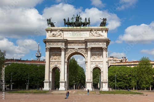 Triumph Arc - Arco Della Pace in Sempione park in Milan, Italy