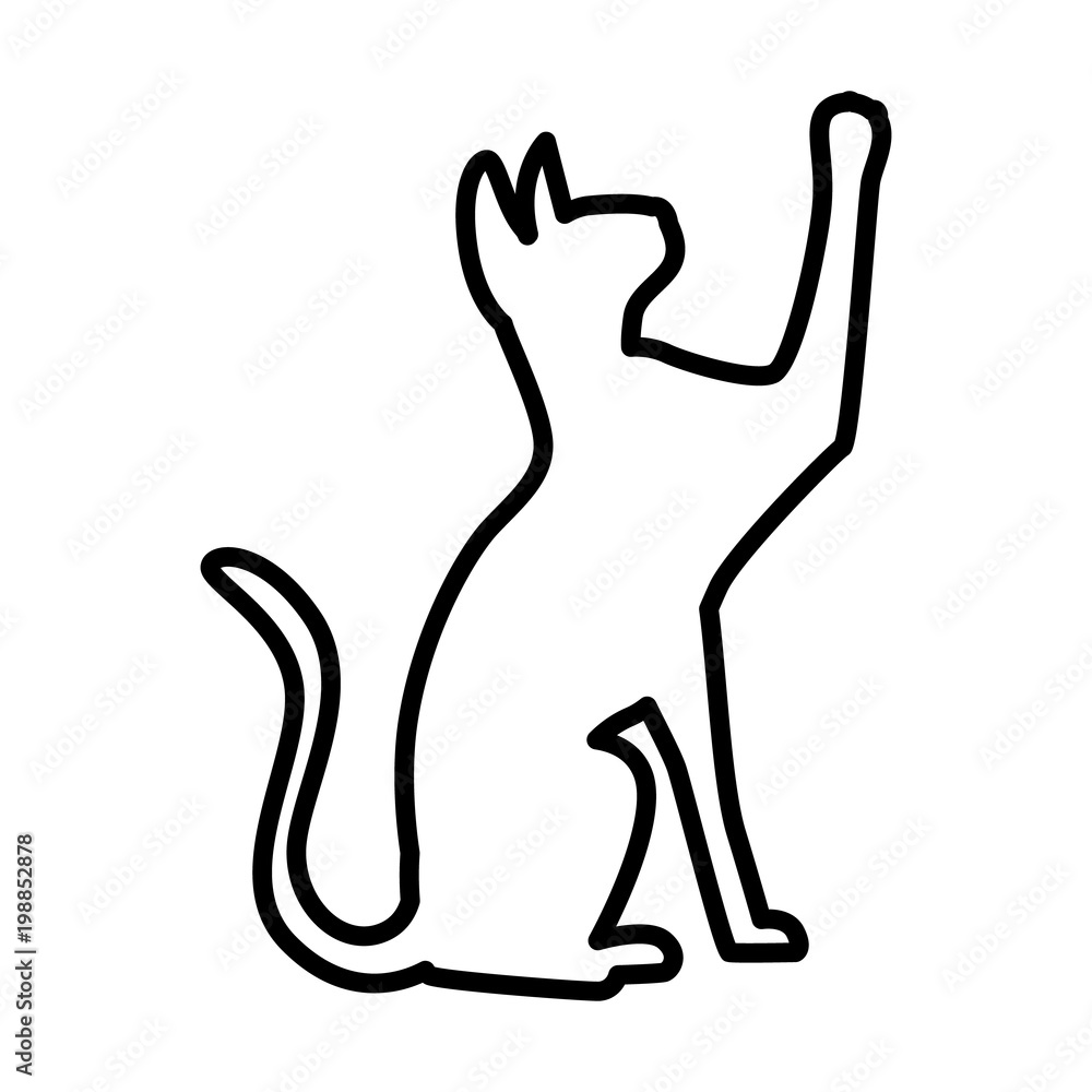 Obraz premium Cat line simple icon