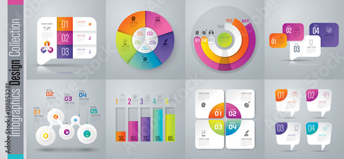 Infographics design vector and business icons with 3, 4, 5 options.