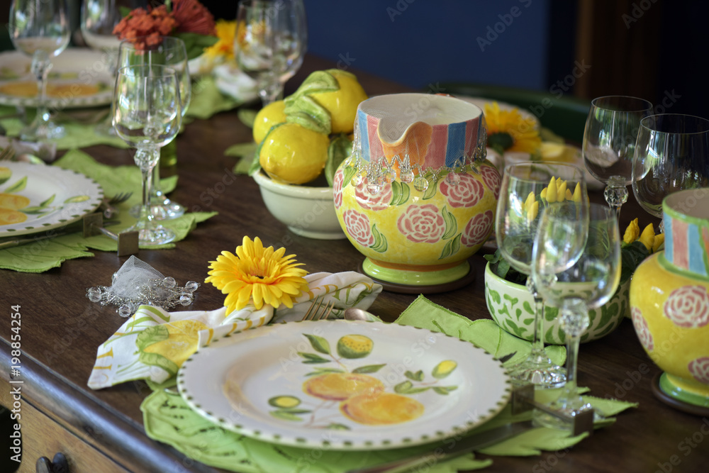 Detail of table decorated for special event Detail of table decorated for special event