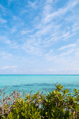 crystal clear turquoise water at Ikema Bridge, Miyako, Okinawa