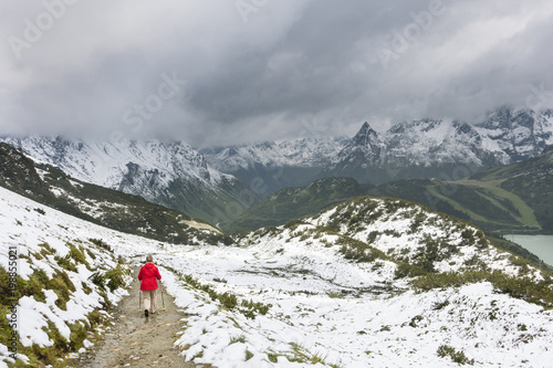Senior Hiker With Red Coat, Austria