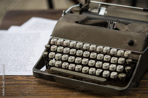 Gray retro typewriter