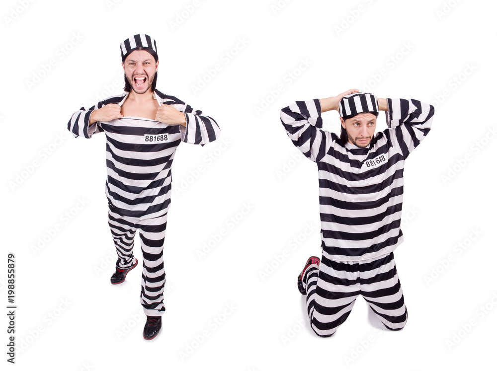 Prison inmate isolated on the white background Prison inmate isolated on the white background