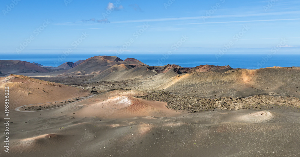 Colorful Timanfaya Volcanos In Lanzarote, Spain